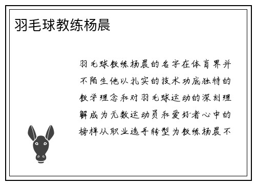 羽毛球教练杨晨